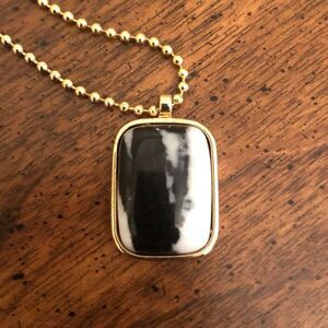 J.Crew | Black & White Agate Pendant | 33” Length